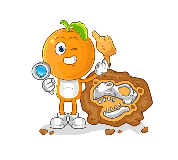 Orange Head Archaeologists Fossils Mascot Cartoon Vecto — 图库矢量图片