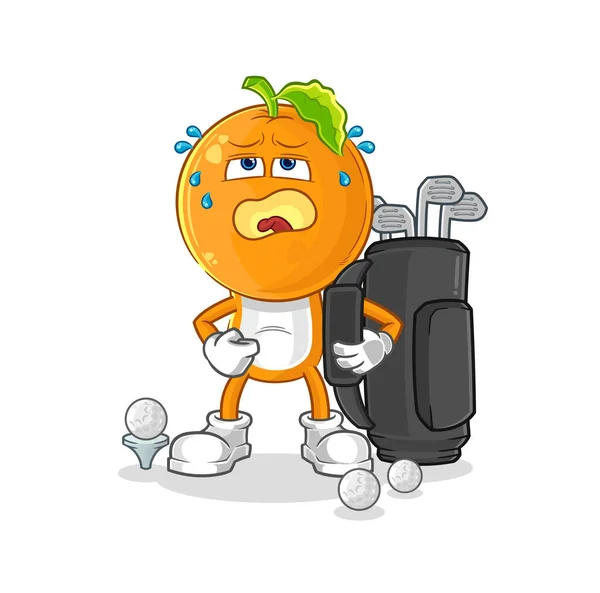 Tête Orange Avec Équipement Golf Mascotte Vecto Dessin Animé — Image vectorielle