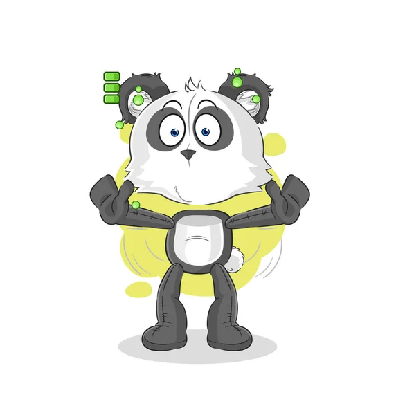 Panda Full Battery Character Cartoon Mascot Vecto — Stock Vector