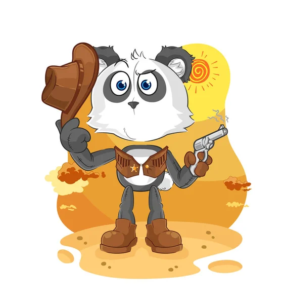 Panda Cowboy Gun Character Vecto — Stok Vektör