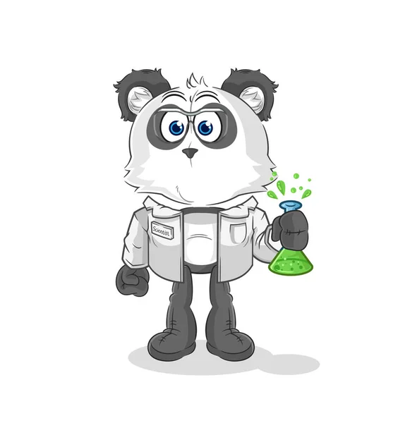 Panda Forskarens Karaktär Tecknad Maskot Vekto — Stock vektor