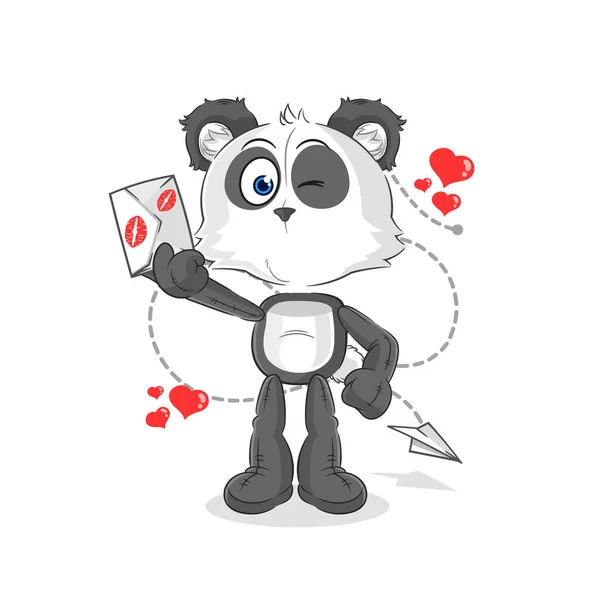 パンダはラブレターイラストを持っています キャラクター ベクトル — ストックベクタ