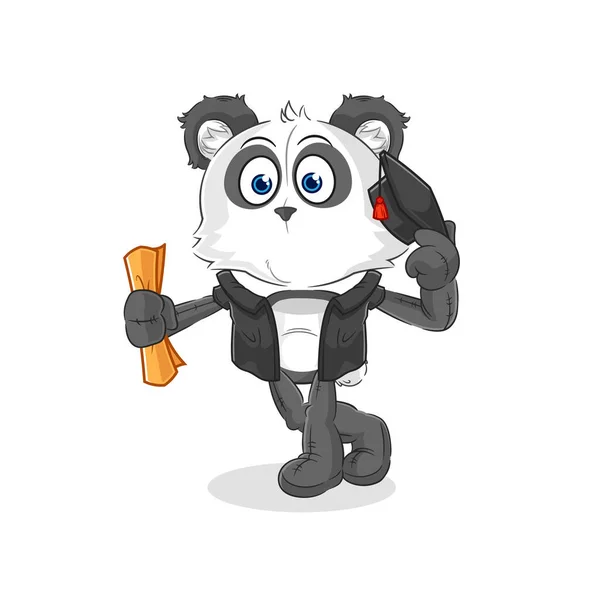 Panda Graduation Vector Cartoon Characte — Stock vektor