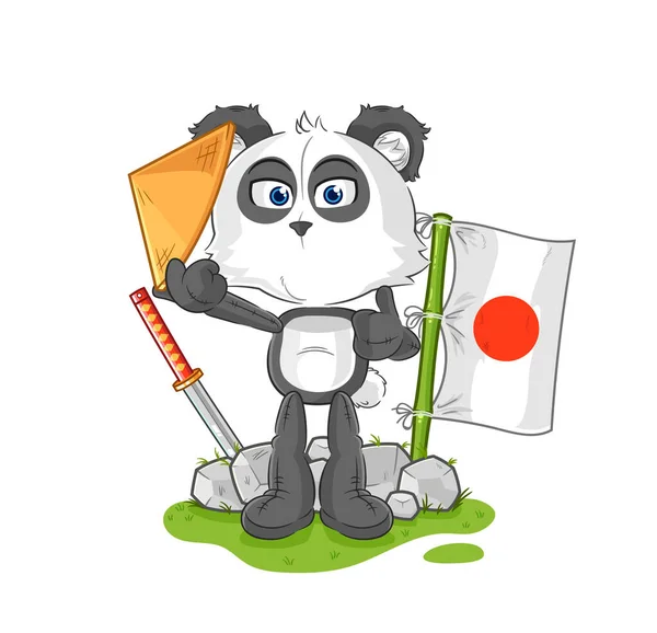 Panda Japanese Vector Cartoon Characte — Stock vektor