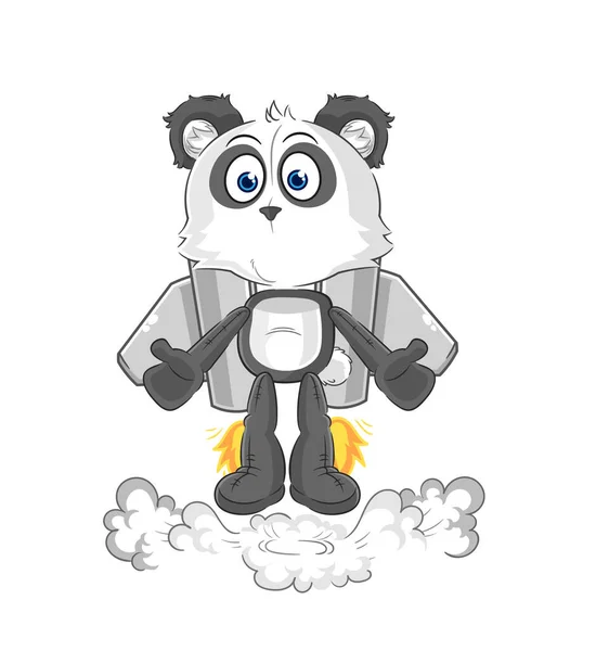 Panda Con Mascota Del Jetpack Dibujos Animados Vecto — Vector de stock