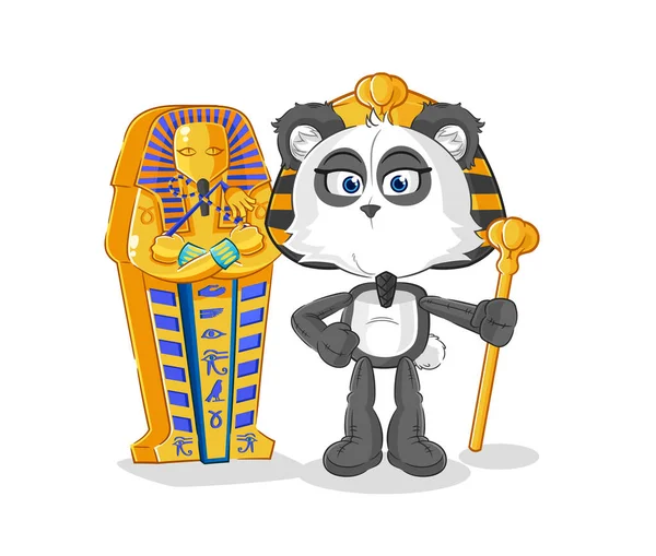 Panda Ancient Egypt Cartoon Cartoon Mascot Vecto — Stok Vektör