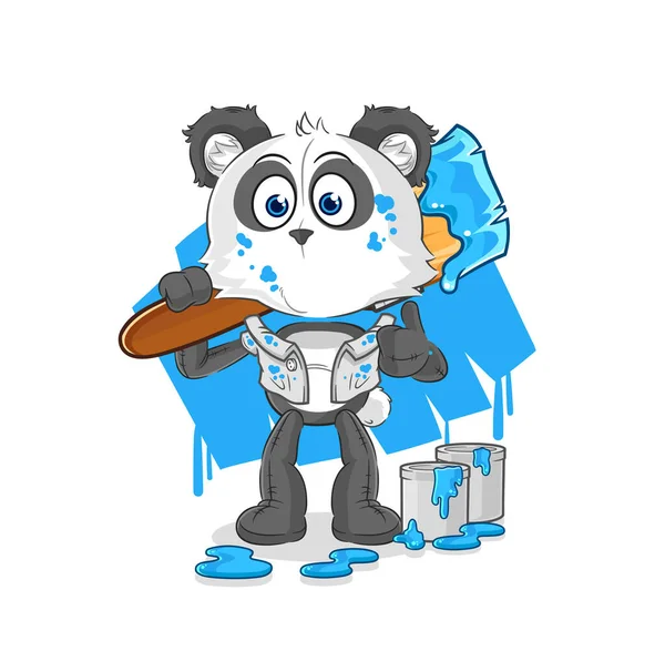 Panda Painter Illustration Character Vecto — Vector de stoc