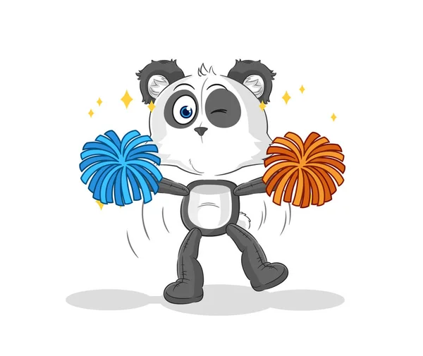 Panda Cheerleader Tecknad Film Tecknad Maskot Vekto — Stock vektor
