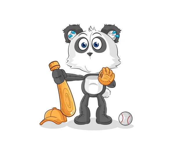 Panda Baseball Catcher Cartoon Cartoon Mascot Vecto — Vetor de Stock