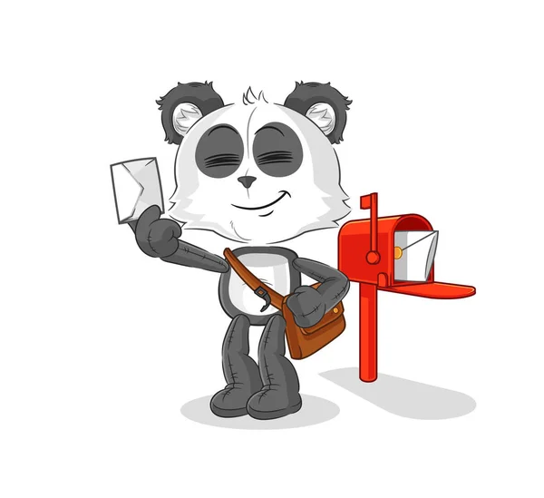 Panda Postman Vector Cartoon Characte — Stock vektor