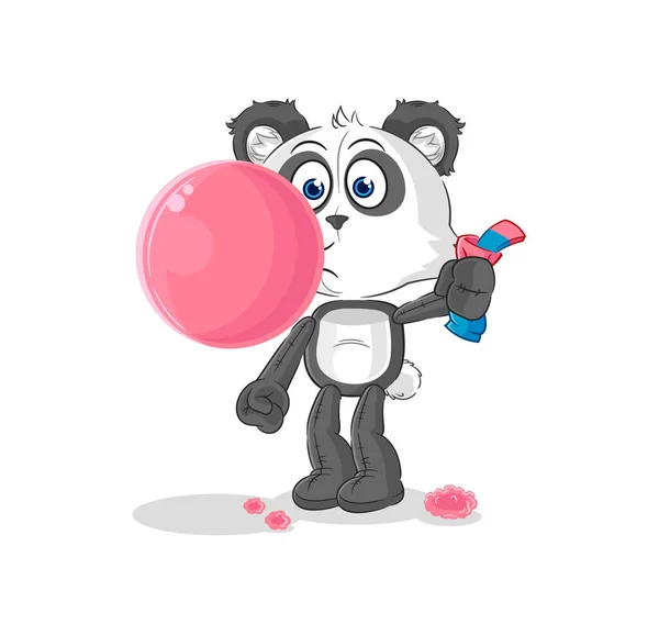 Panda Chewing Gum Vector Cartoon Characte — Stock Vector