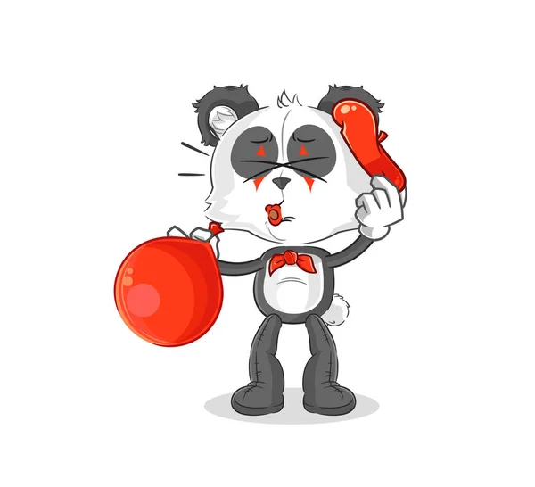 Panda Pantomime Blowing Balloon Cartoon Mascot Vecto — Stock Vector