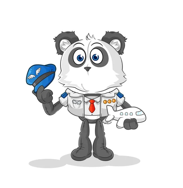 Panda Pilot Mascot Cartoon Vecto — Stock vektor