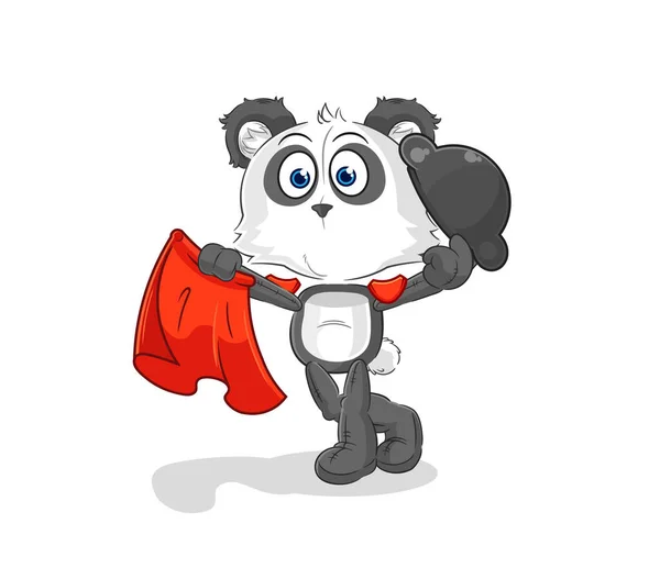 Panda Matador Red Cloth Illustration Character Vecto — Stockvector