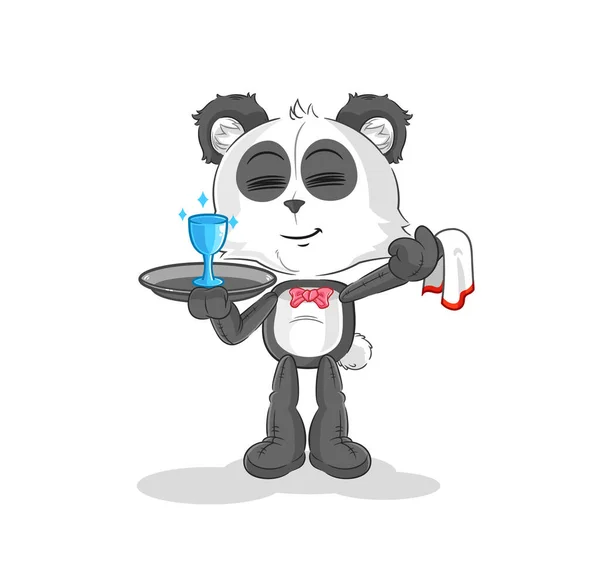 Panda Waiter Cartoon Cartoon Mascot Vecto — Stock vektor