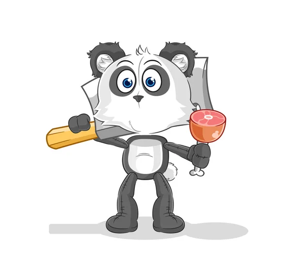 Panda Butcher Illustration Character Vecto — Stock Vector