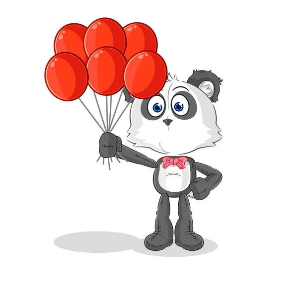 Panda Clown Balloons Vector Cartoon Characte — Stock Vector