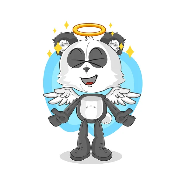 Panda Angel Wings Vector Cartoon Characte — Vetor de Stock