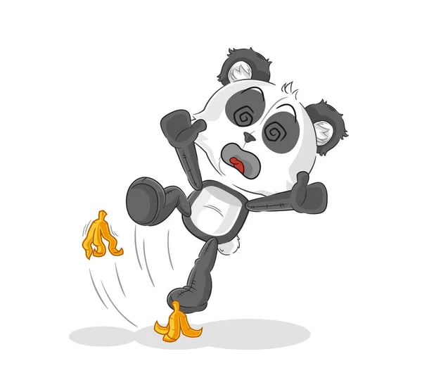 Panda Glissé Sur Banane Mascotte Vecto Dessin Animé — Image vectorielle