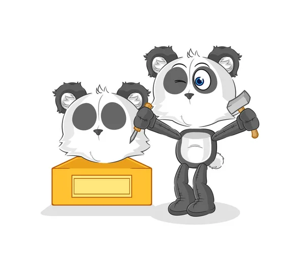 Panda Sculptor Character Cartoon Mascot Vecto — Stockvector