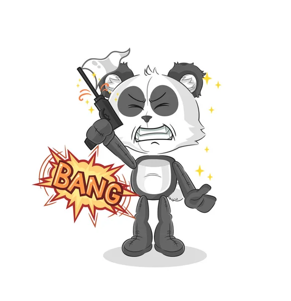 Panda Warning Shot Mascot Cartoon Vecto — Vetor de Stock