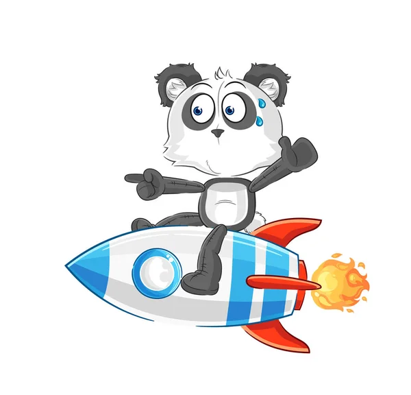 Panda Ride Rocket Cartoon Mascot Vecto — Stock vektor