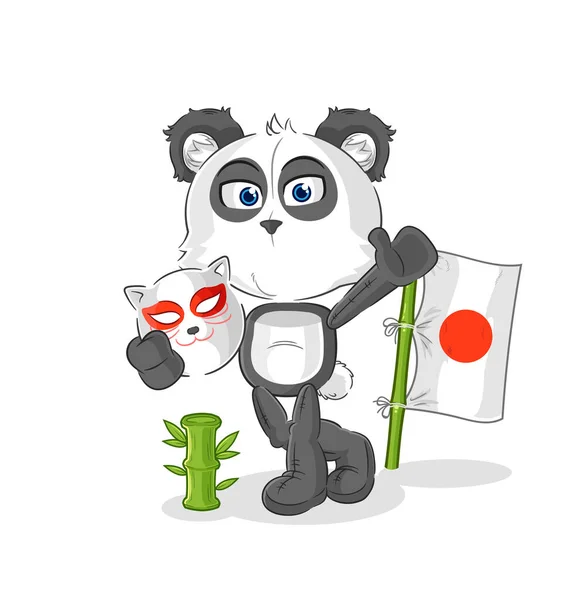 Panda Japanese Fox Character Cartoon Masco — Stock vektor