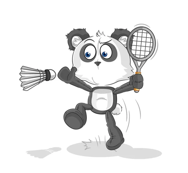 Panda Smash Badminton Cartoon Cartoon Mascot Vecto — Stock Vector