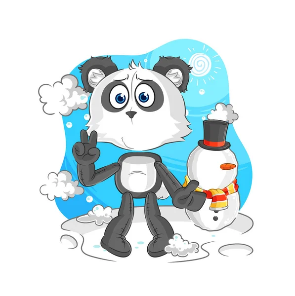 Panda Carácter Frío Invernal Mascota Dibujos Animados Vecto — Archivo Imágenes Vectoriales