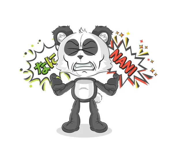 Panda Anime Angry Vector Cartoon Characte — Stock vektor
