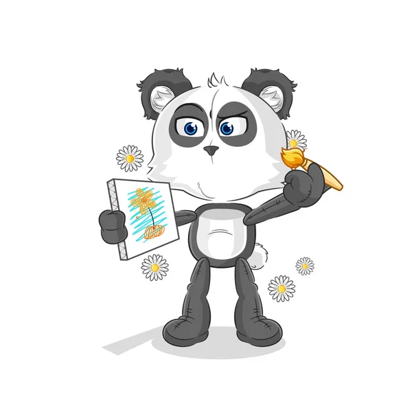 Panda Tradycyjny Malarz Postać Kreskówki Vecto — Wektor stockowy