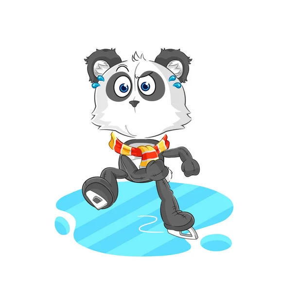 Panda Skidåkning Tecknad Tecken Maskot Vekto — Stock vektor