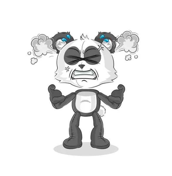 Panda Very Angry Mascot Cartoon Vecto — Stock Vector