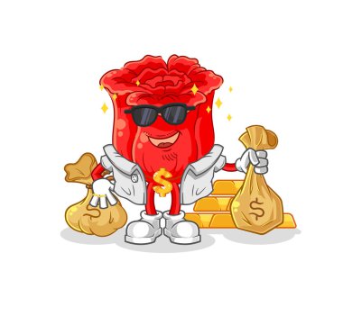 the rose rich character. cartoon mascot vecto