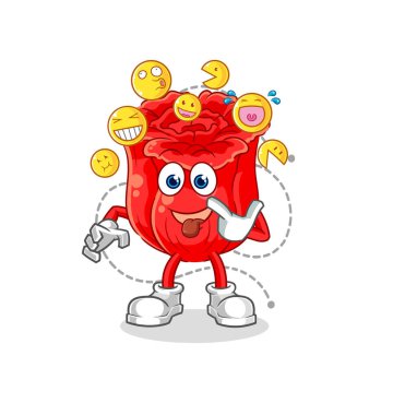 the rose laugh and mock character. cartoon mascot vecto
