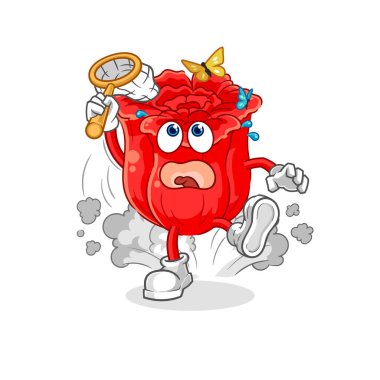 the rose catch butterfly illustration. character vecto