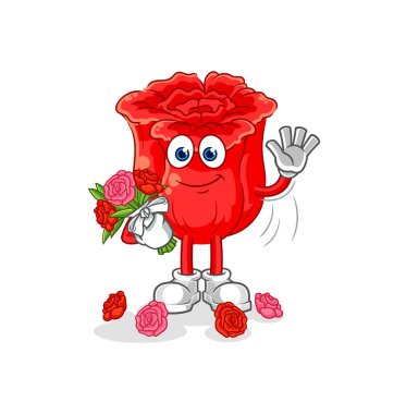the rose with bouquet mascot. cartoon vecto