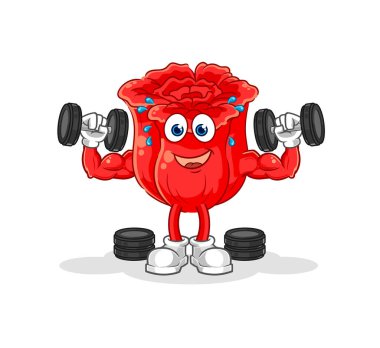 the rose weight training illustration. character vecto
