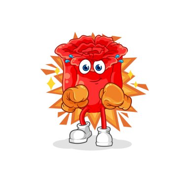 the rose boxer character. cartoon mascot vecto
