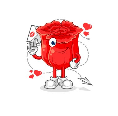 the rose hold love letter illustration. character vecto