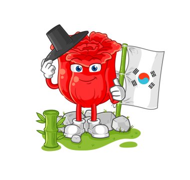 the rose korean character. cartoon mascot vecto