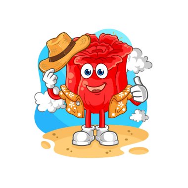 the rose go on vacation. cartoon mascot vecto
