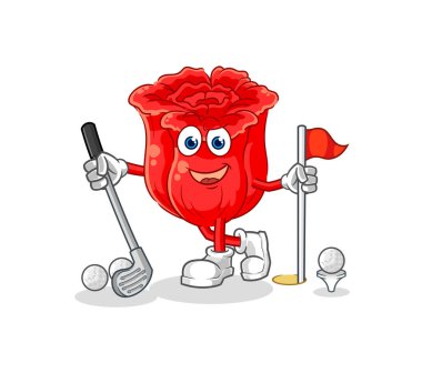 the rose playing golf vector. cartoon characte