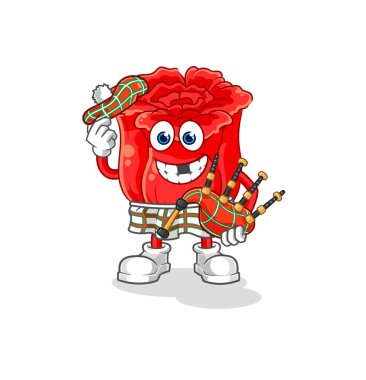 the rose scottish with bagpipes vector. cartoon characte