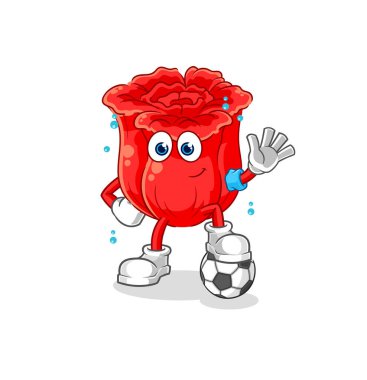 the rose playing soccer illustration. character vecto