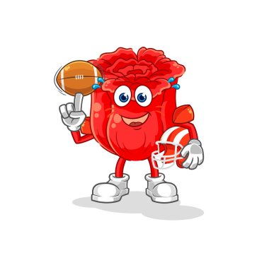 the rose playing rugby character. cartoon mascot vecto