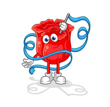 the rose Rhythmic Gymnastics mascot. cartoon vecto