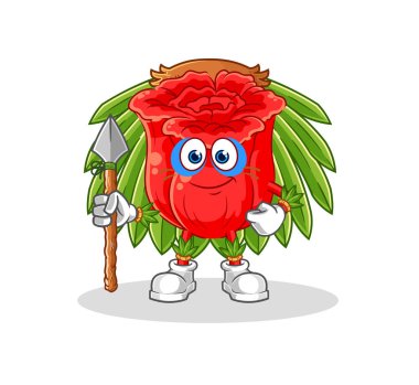 the rose tribal man mascot. cartoon vecto