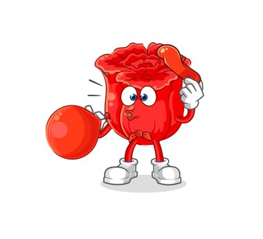 the rose pantomime blowing balloon. cartoon mascot vecto