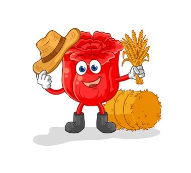 the rose farmer mascot. cartoon vecto